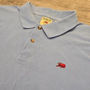 Perlis Authentic Crawfish Polo Shirt‎ Mens 2XL Light Blue Peruvian Cotton Pique